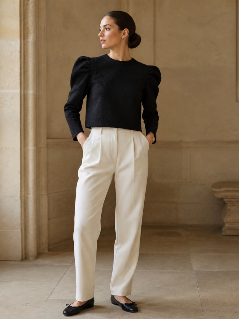 BNWT Zara boxy top M puff shoulders crinkle corporate girlie, capsule, luxury
